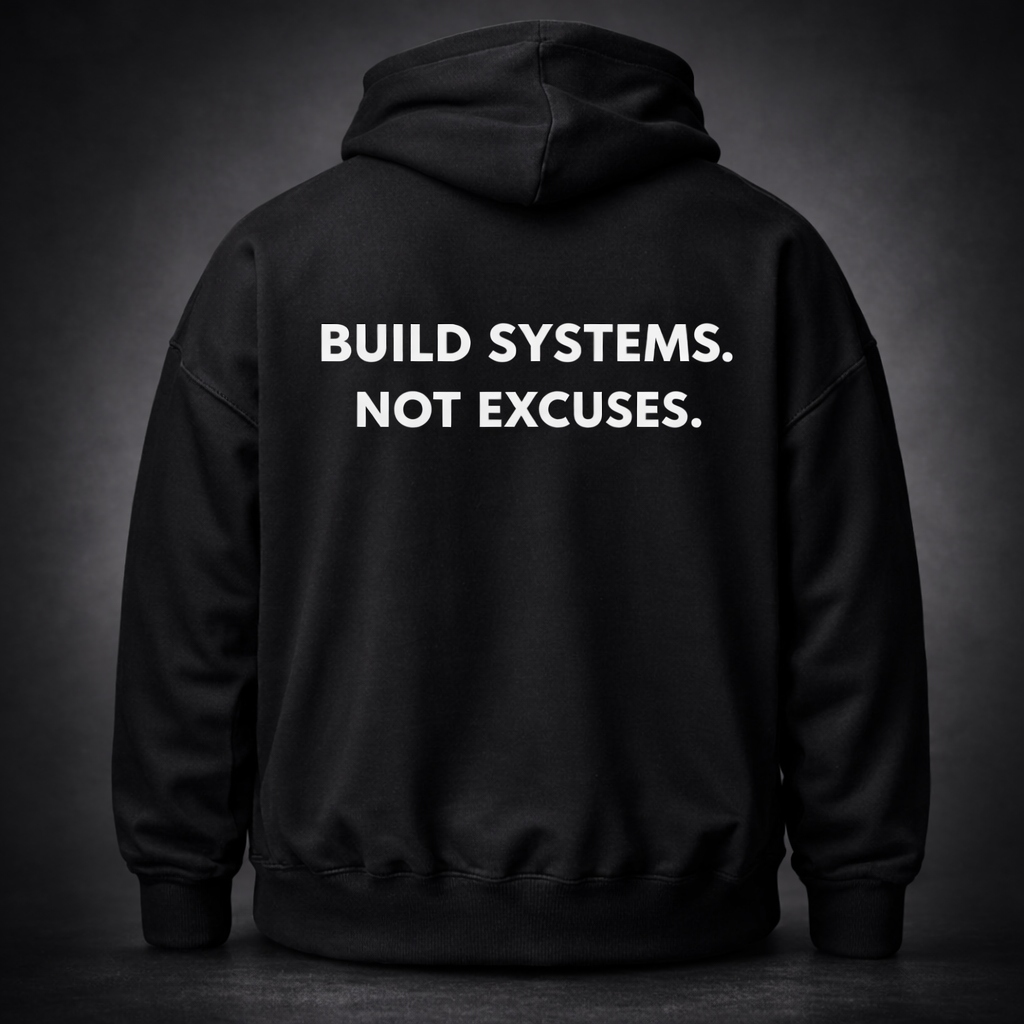 BUILD SYSTEMS. NOT EXCUSES. – Hoodie